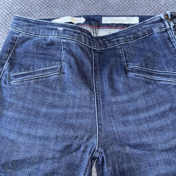 Pilcro Anthropologie High Rise Cropped Dark Wash Denim Legging Jeans Size 27 - Picture 3 of 5